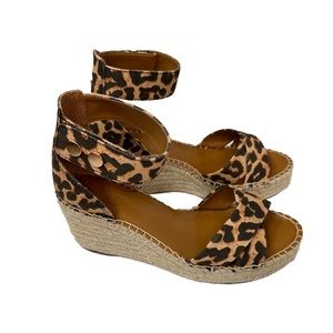 FRANCO SARTO Carlotta Animal Print Wedge Espadrilles Size 8